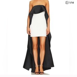 Alice + Olivia Strapless Black and White Gown